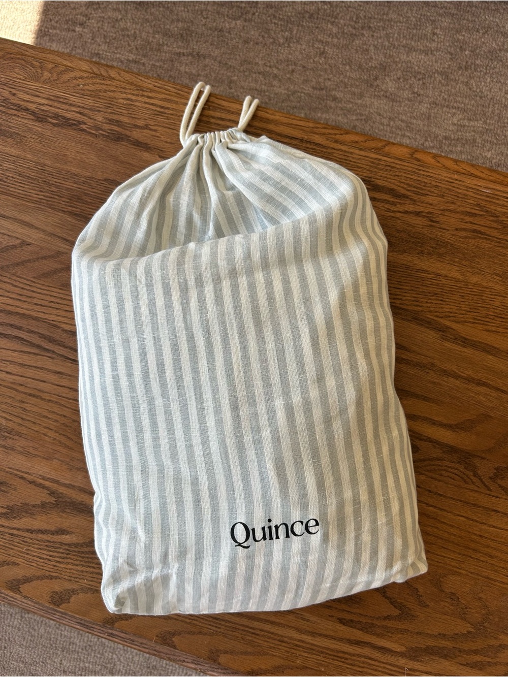 Quince Light Blue Stripe Linen Duvet Set - most & white